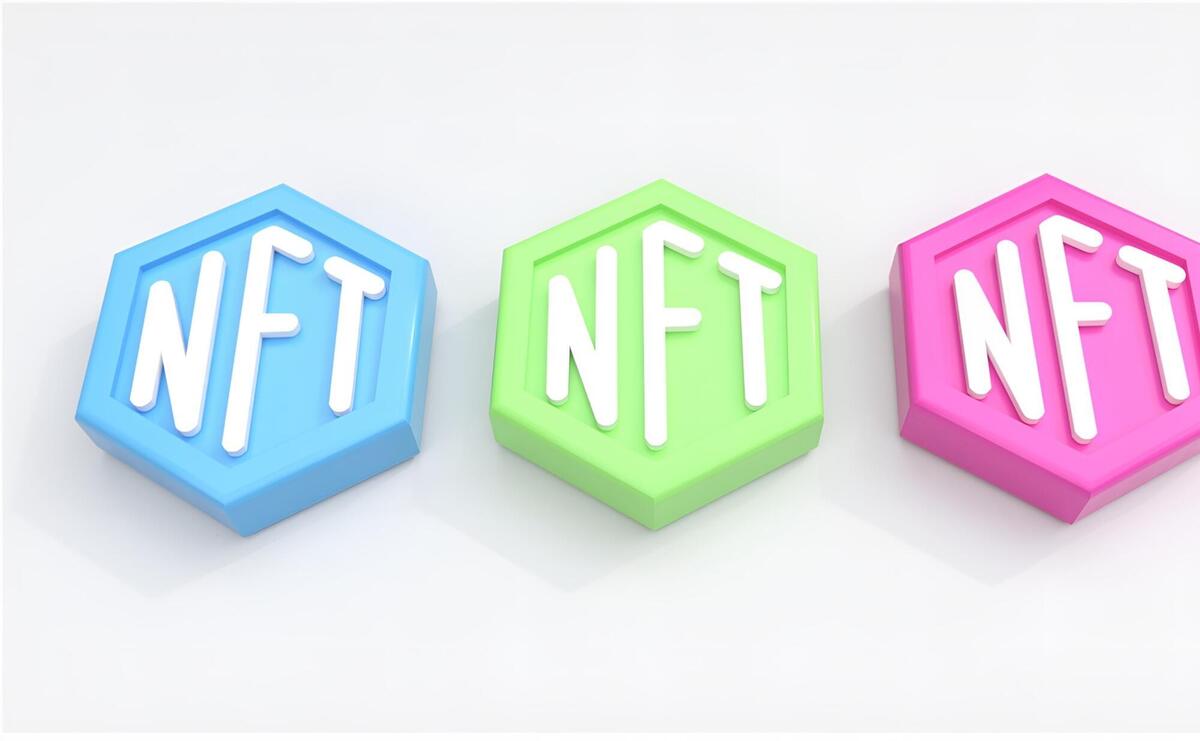 Colorful blocks with NFT label on them.