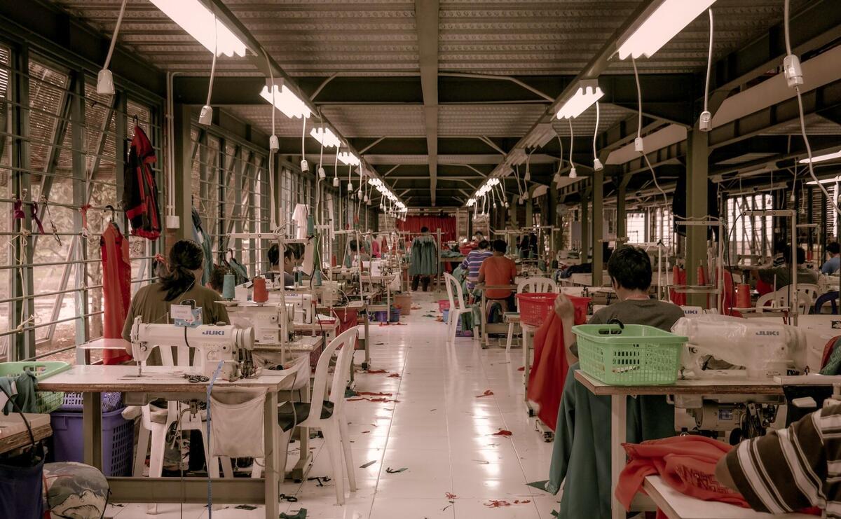 People working in the clothes factory