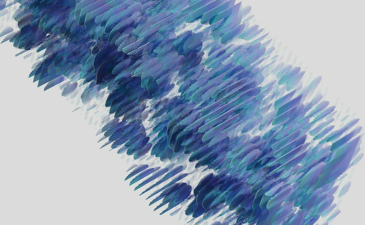 Lot of blue blobs on a gray background.