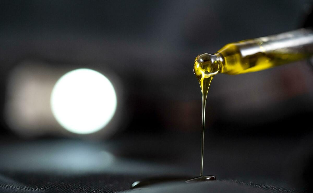 Oil dripping from a drop.
