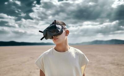 Young man with virtual reality glasses