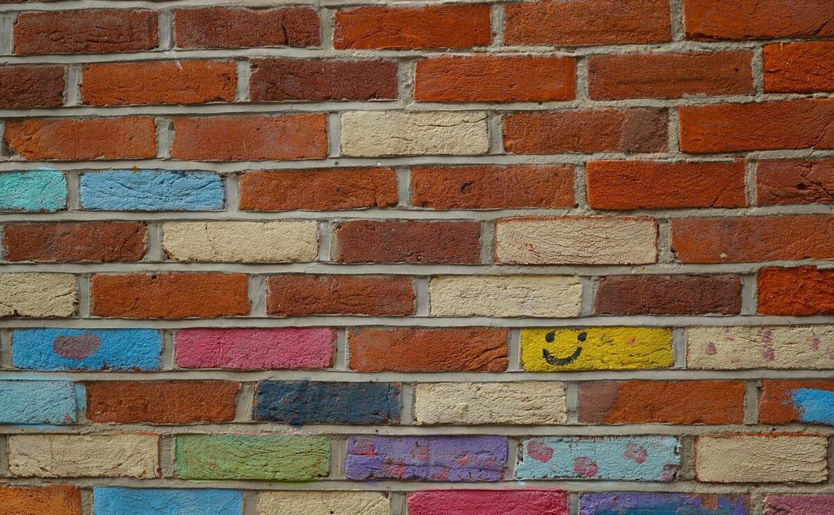 A brick with a smiley on it.